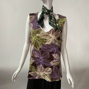 Brown Floral Reversible Tank Top - sz XL